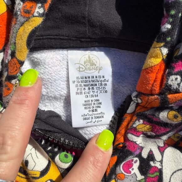Walt Disney World Parks 2022 Halloween Full Zip Up Hoodie Sweatshirt AOP Medium - Picture 4 of 6